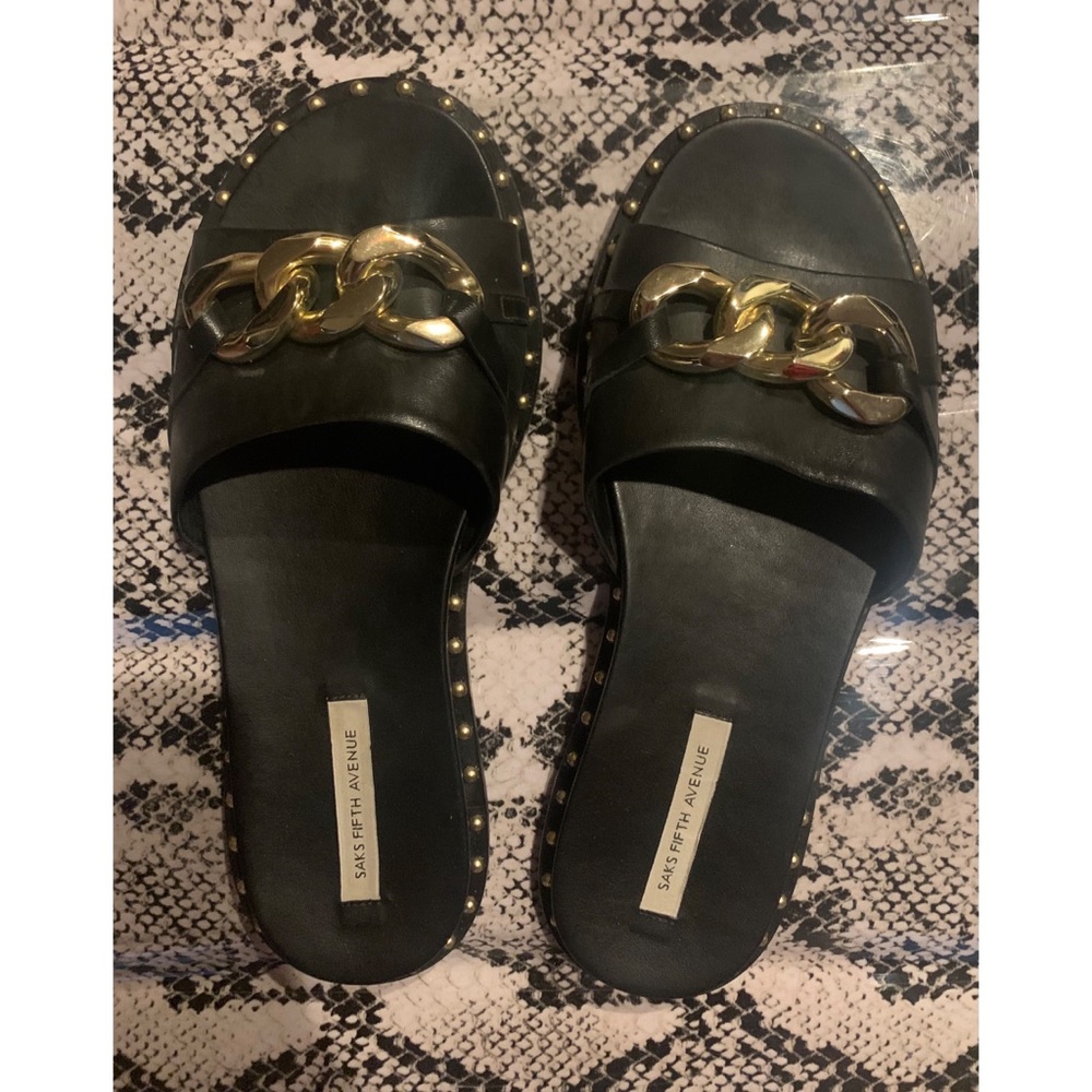 Saks Fifth Avenue | gold buckle sandals